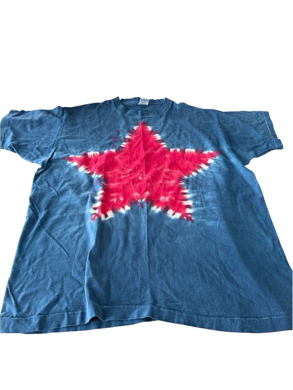 Vintage Single Stitch Tie Dye Tee Shirt Star Size XL Fruit Of The Loom Tag 1990s